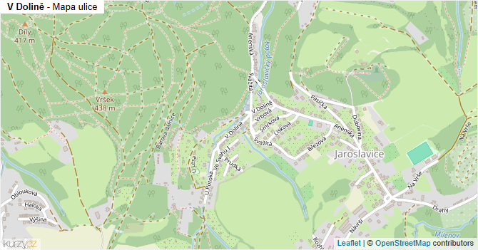 V Dolině - mapa ulice