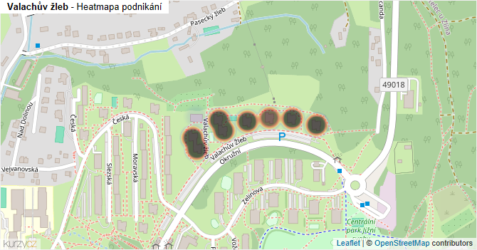 Valachův žleb - mapa podnikání