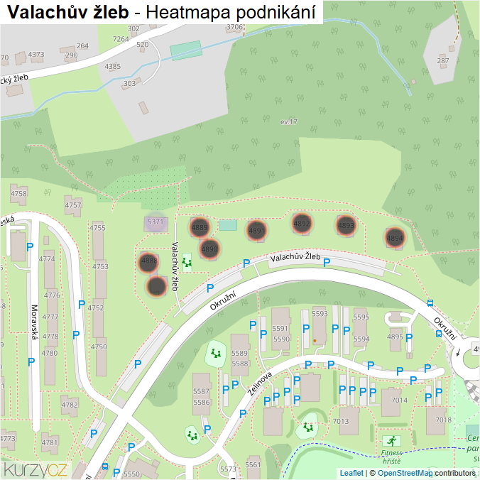 Mapa Valachův žleb - Firmy v ulici.