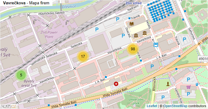 Vavrečkova - mapa ulice