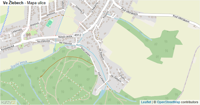 Ve Žlebech - mapa ulice