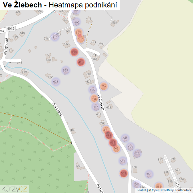 Mapa Ve Žlebech - Firmy v ulici.