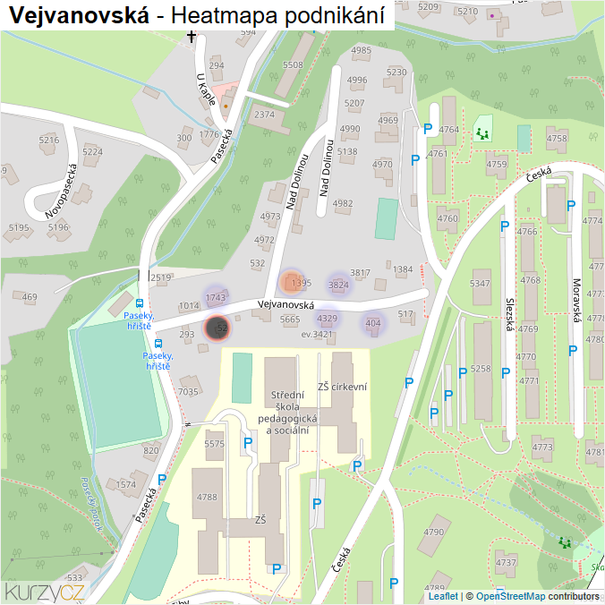 Mapa Vejvanovská - Firmy v ulici.