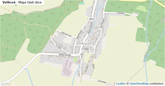 Velíková - mapa části obce