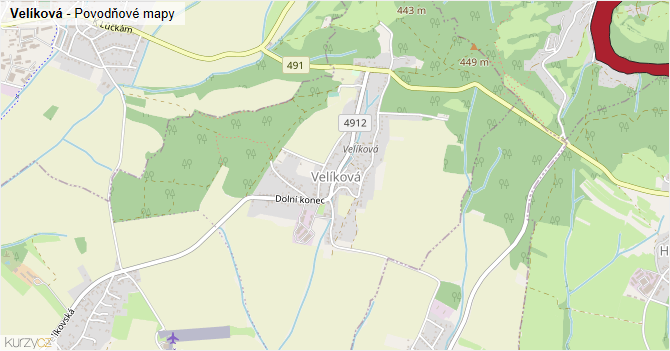 Velíková - záplavové mapy stoleté vody