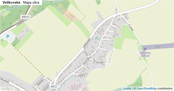 Velíkovská - mapa ulice