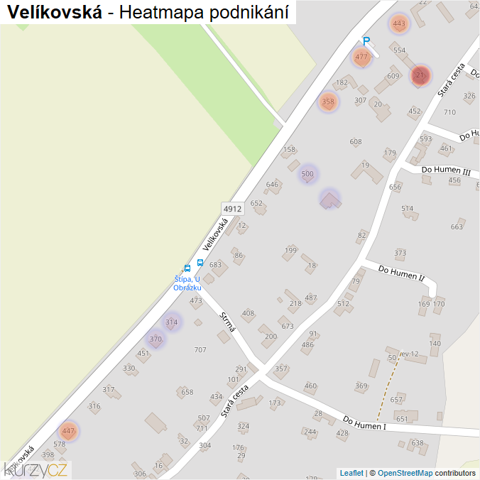 Mapa Velíkovská - Firmy v ulici.