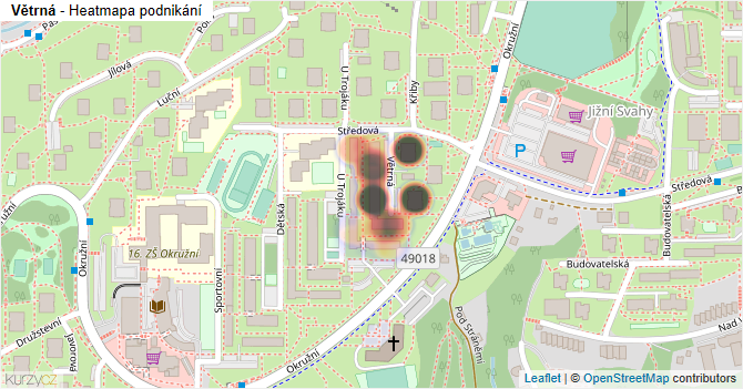 Větrná - mapa podnikání