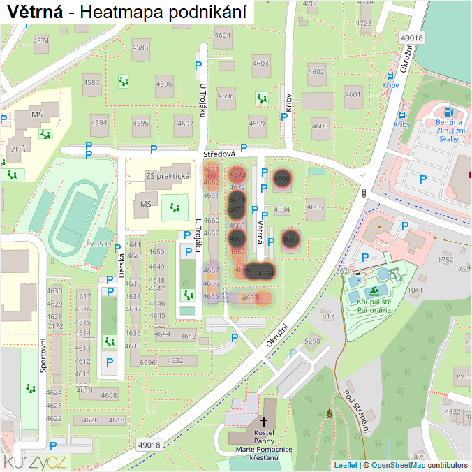 Mapa Větrná - Firmy v ulici.