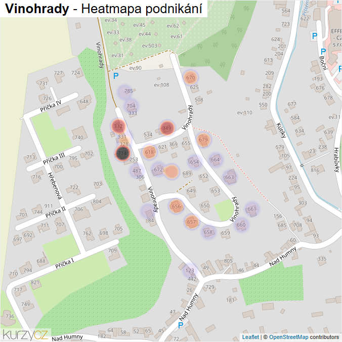 Mapa Vinohrady - Firmy v ulici.