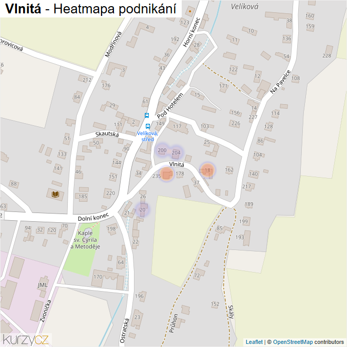 Mapa Vlnitá - Firmy v ulici.
