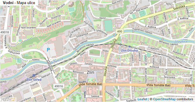 Vodní - mapa ulice