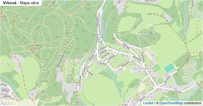 Vrbová - mapa ulice