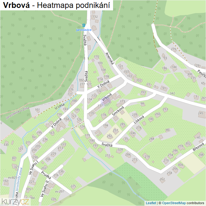 Mapa Vrbová - Firmy v ulici.