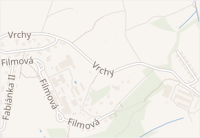 Vrchy v obci Zlín - mapa ulice