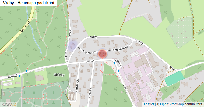 Vrchy - mapa podnikání