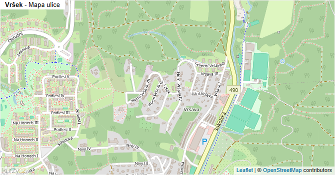 Vršek - mapa ulice