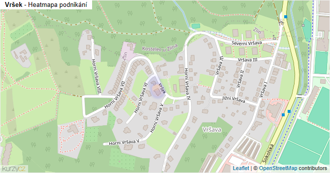Vršek - mapa podnikání