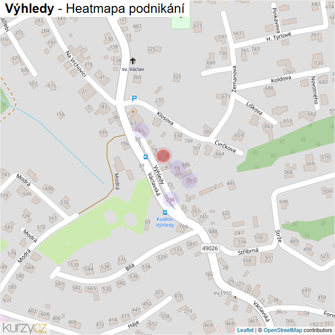 Mapa Výhledy - Firmy v ulici.