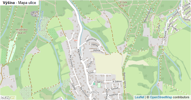 Výšina - mapa ulice