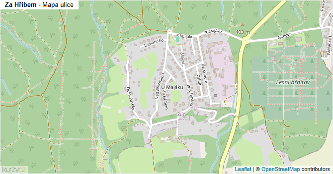 Za Hřibem - mapa ulice