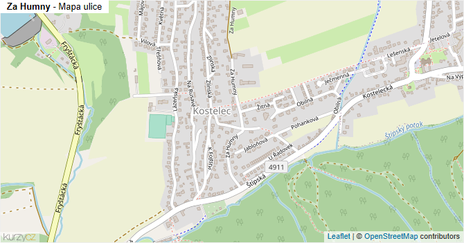 Za Humny - mapa ulice