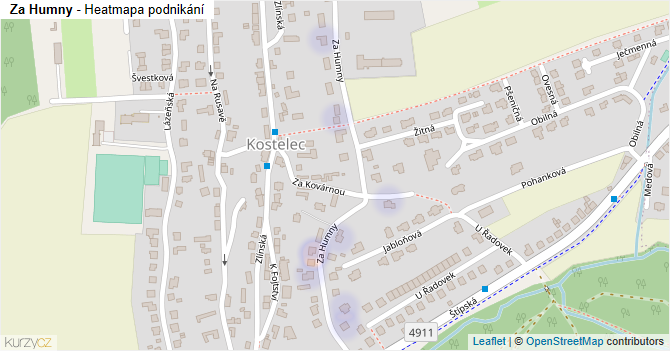 Za Humny - mapa podnikání