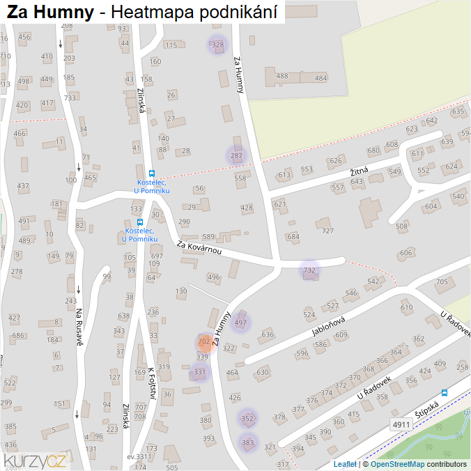 Mapa Za Humny - Firmy v ulici.