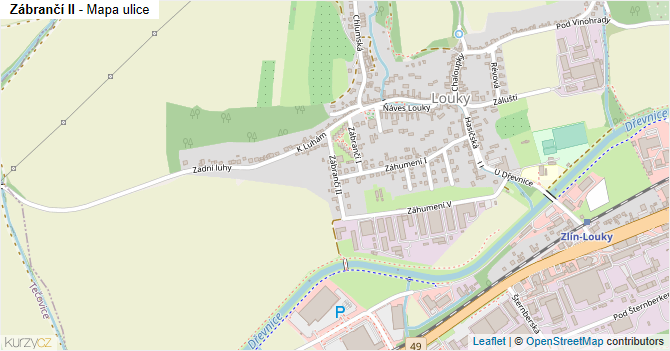 Zábrančí II - mapa ulice