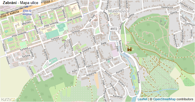 Zabrání - mapa ulice