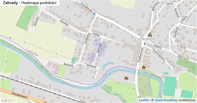 Zahrady - mapa podnikání