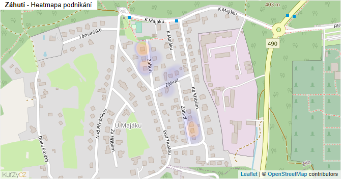 Záhutí - mapa podnikání