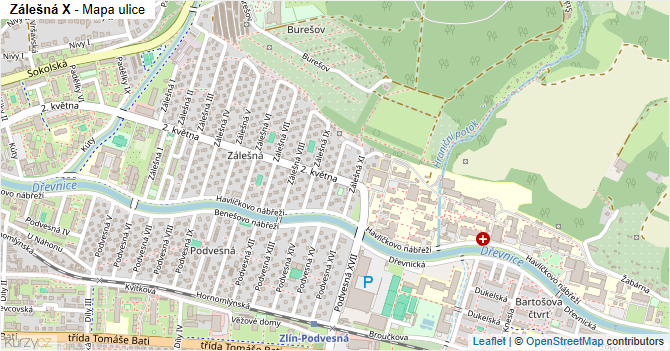 Zálešná X - mapa ulice