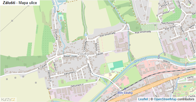 Záluští - mapa ulice