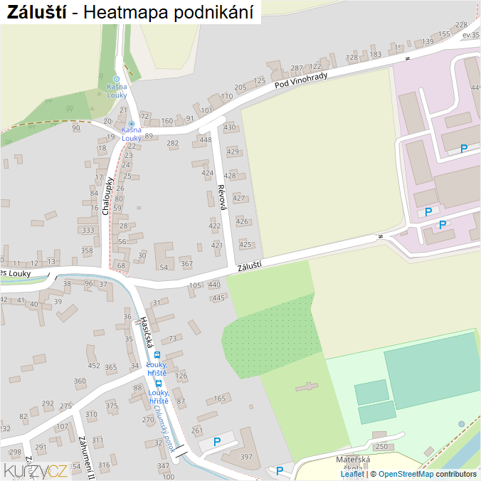 Mapa Záluští - Firmy v ulici.