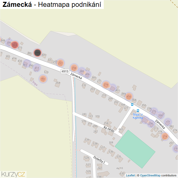 Mapa Zámecká - Firmy v ulici.