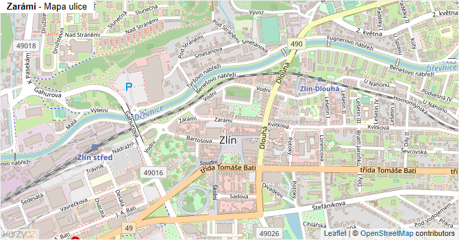 Zarámí - mapa ulice