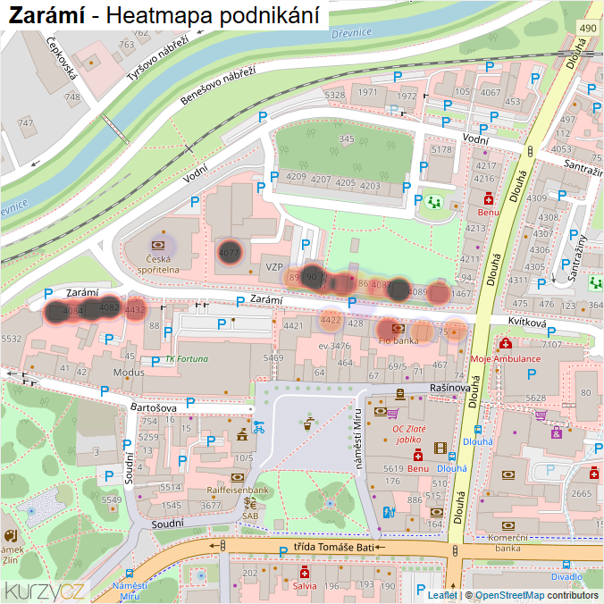 Mapa Zarámí - Firmy v ulici.