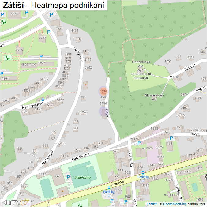 Mapa Zátiší - Firmy v ulici.