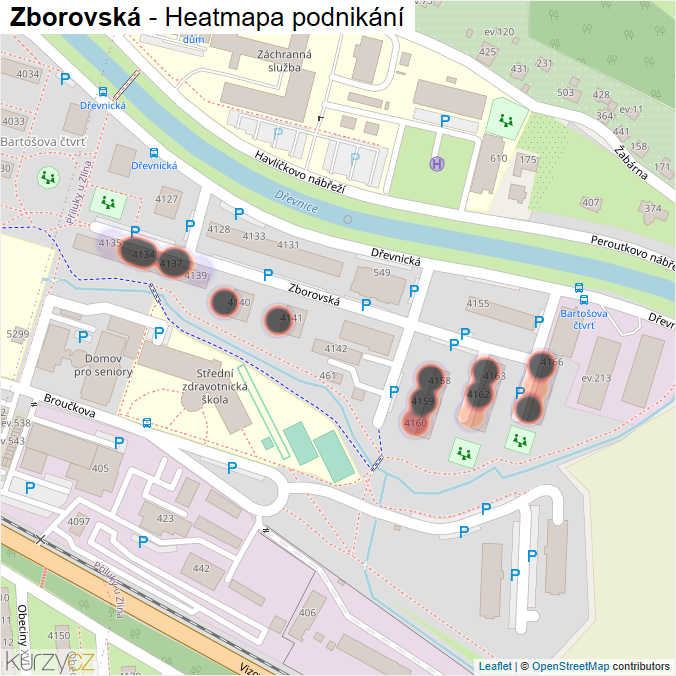 Mapa Zborovská - Firmy v ulici.