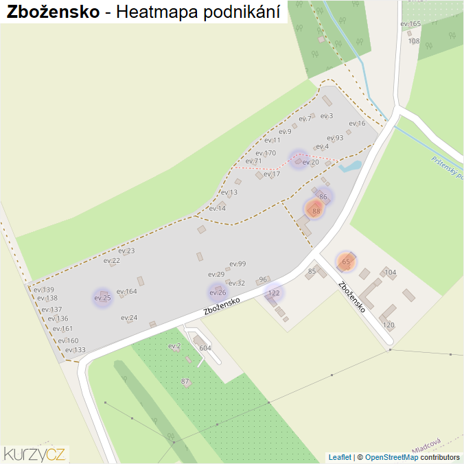 Mapa Zbožensko - Firmy v ulici.