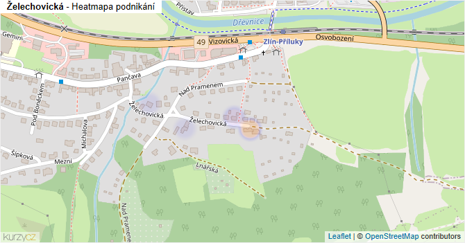 Želechovická - mapa podnikání