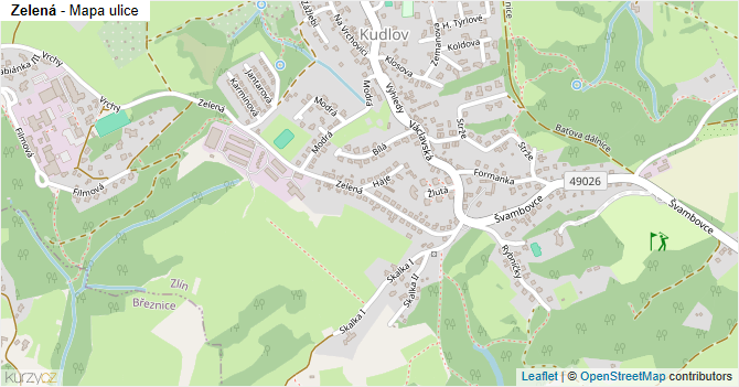 Zelená - mapa ulice