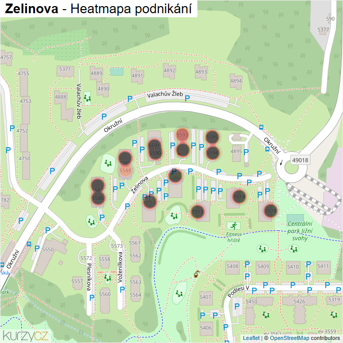Mapa Zelinova - Firmy v ulici.