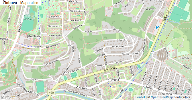 Žlebová - mapa ulice