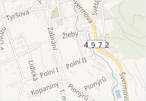 Žleby v obci Zlín - mapa ulice