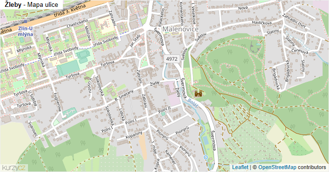 Žleby - mapa ulice