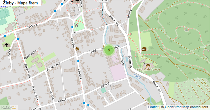 Žleby - mapa firem