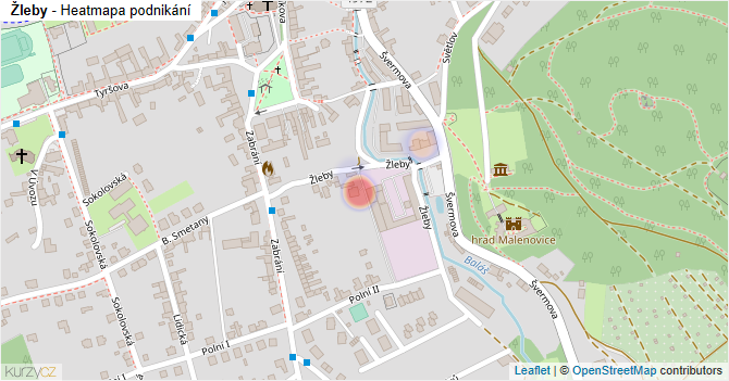 Žleby - mapa podnikání