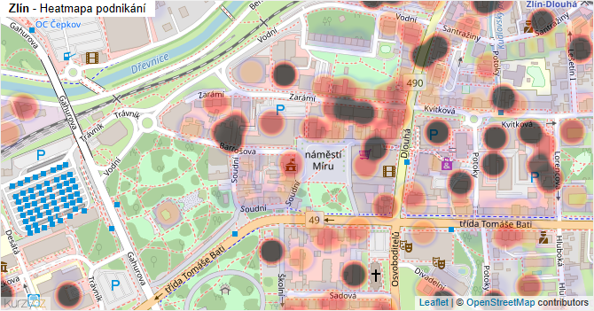 Zlín - mapa podnikání